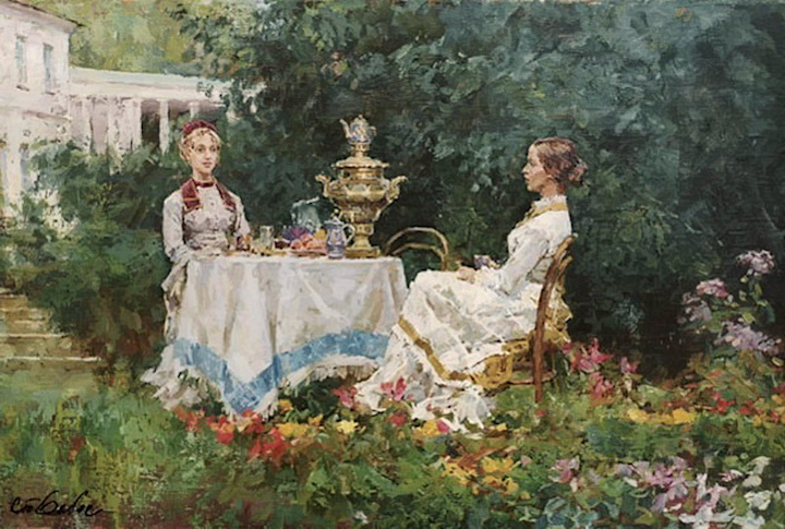 Вложения / Чай в летнем саду. Художник Станислав Бабюк.jpg Чай в летнем саду. Художник Станислав Бабюк.jpg